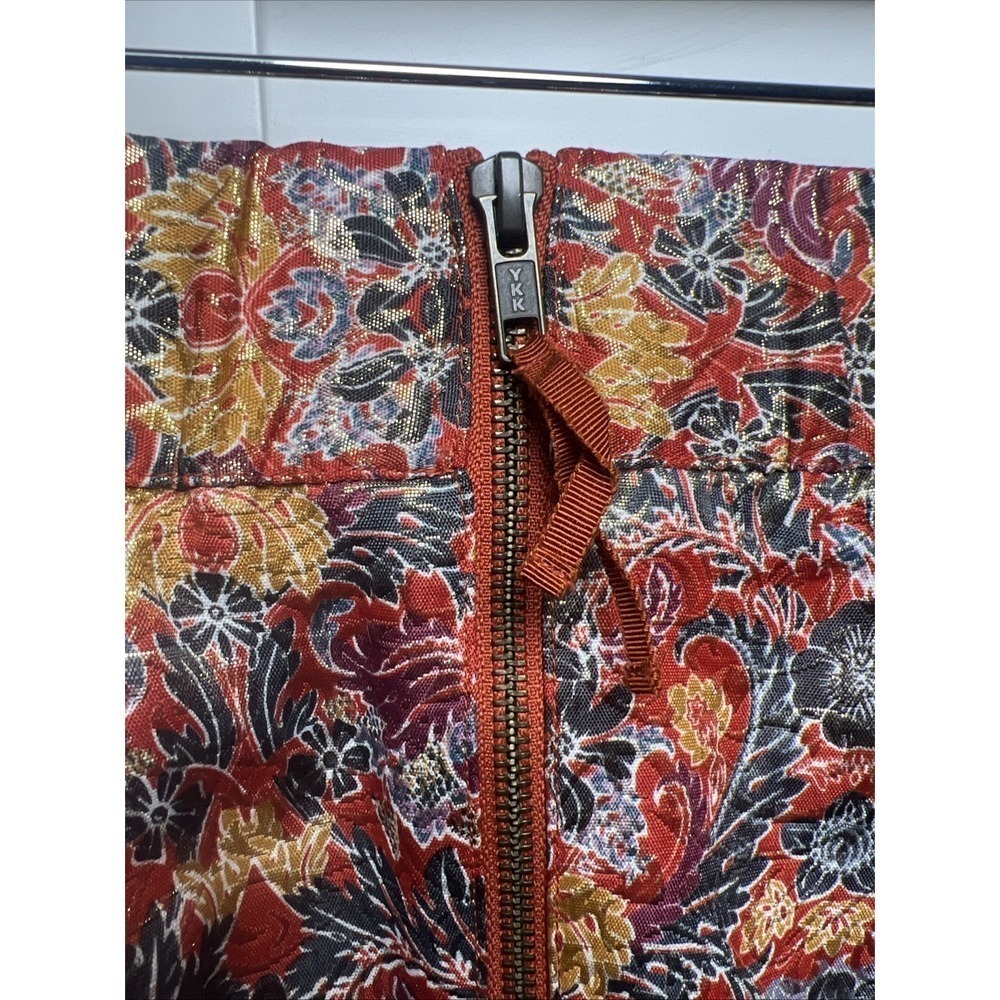 Anthropologie Maeve Rosie Floral Metallic Pleated Brocade Lined Skirt Size M - Picture 11 of 11